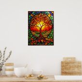 命のステンドグラスの木ポスター ポスター (キッチン)