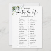 命の動物のブライダルシャワーゲーム 招待状 (正面)