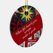 命の手が擦り切れるとキルトが赤くなる セラミックオーナメント (右)