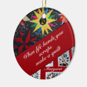 命の手が擦り切れるとキルトが赤くなる セラミックオーナメント (左)