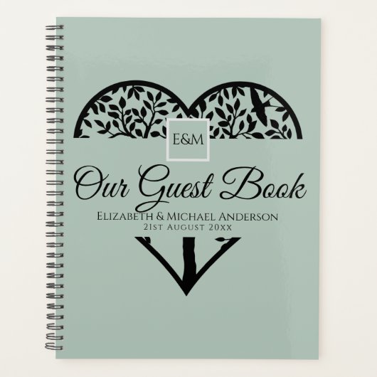 命の木のゲストブック結婚の追悼式 プランナー手帳 (正面)