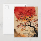 命の木の上の真紅の太陽 ポストカード (正面/裏面)