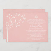 命の木赤ちゃん少女命日招待状蝶 招待状 (正面/裏面)