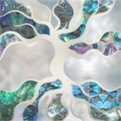 命の木 – アワビの貝殻と真珠 シール (正面)