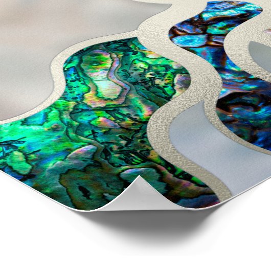 命の木 – アワビの貝殻と真珠 ポスター (角)