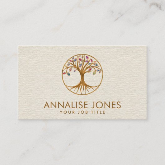 命の木 – カラフル葉 名刺 (正面)