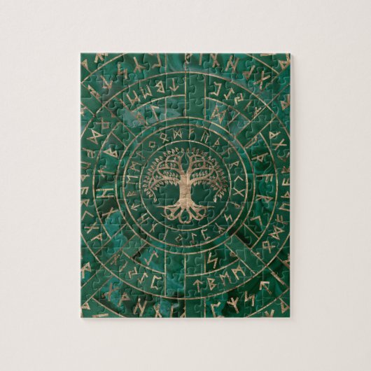 命の木 – ヤグドラシルとフターク – マラカイト ジグソーパズル (縦)