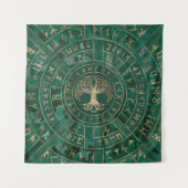 命の木 – ヤグドラシルとフターク – マラカイト タペストリー (正面)