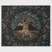 命の木 – ヤグドラシルゴールデンアンドマーブルオーナメント ラッピングペーパー (フラット)