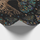 命の木 – ヤグドラシルゴールデンアンドマーブルオーナメント ラッピングペーパー (角)