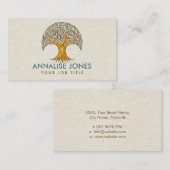 命の木 – ヤグドラシル – 大理石と金ゴールド葉 名刺 (正面/裏面)