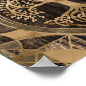 命の木 – ヤグドラシル – 木の樹皮と金ゴールド ポスター (角)