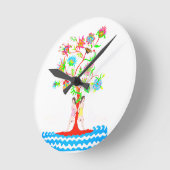 命の木。動植物 ラウンド壁時計 (傾斜)