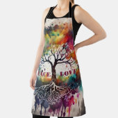 命の木。平和、愛（編集可能） エプロン (インサイチュ)
