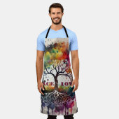 命の木。平和、愛（編集可能） エプロン (着用した状態)