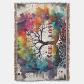 命の木。平和、愛(編集可能) スローブランケット (正面縦)