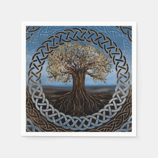 命の木 – Yggdrasilスケッチ スタンダードカクテルナプキン (正面)