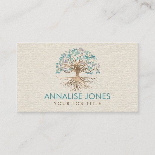 命の木 – Yggdrasil -金ゴールドと色彩の鮮やか葉の 名刺 (正面)