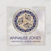 命の花のアンタハラーナ – 真珠とアメジスト スクエア名刺 (正面)