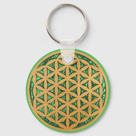 命の花の木彫り キーホルダー (正面)