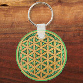 命の花の木彫り キーホルダー (正面)