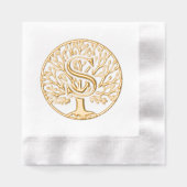 命はっきりした独身のの木の上の#1F 箔ナプキン (正面)