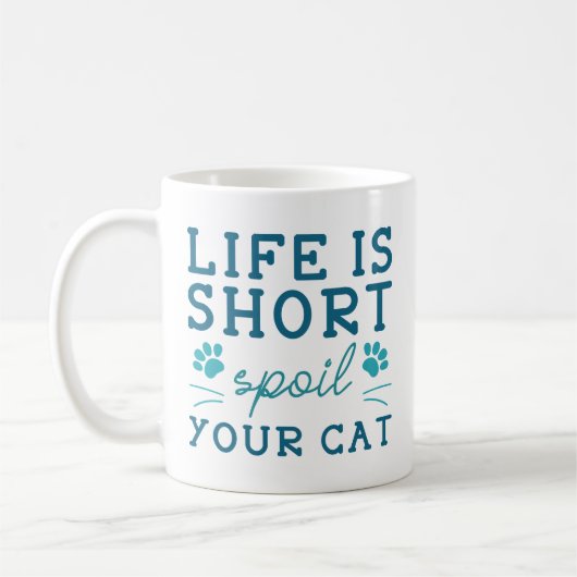 命は短い、猫を贅沢に コーヒーマグカップ (左)