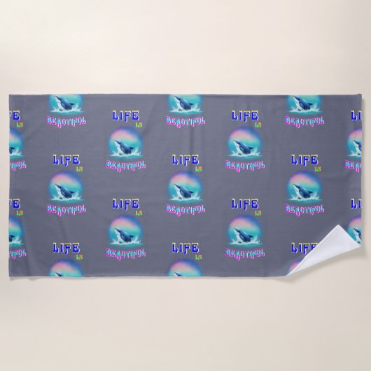 命は美しいエルマナス・アフリカ9月鯨 ビーチタオル (正面)