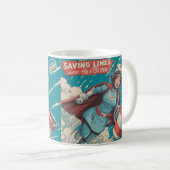 命を救うスーパーヒーロー看護師イラスト コーヒーマグカップ (正面右)