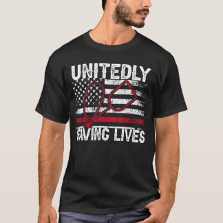 命を救う消防士の妻 看護師 火災妻 ナース Tシャツ