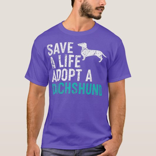 命を救おう 犬を飼おう ダックスフンド 救われた犬 Tシャツ (正面)