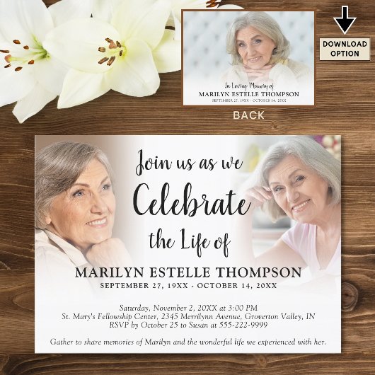 命エレガントのお祝い3写真記念インビ 招待状