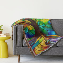 命カラフルの木のステンドグラスの外観 スローブランケット