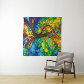 命カラフルの木のステンドグラスの外観 タペストリー (インサイチュ(横))