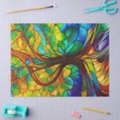 命カラフルの木のステンドグラスの外観 薄葉紙 (クラフト)