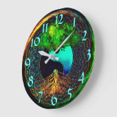 命カラフル木との陰陽 ラージ壁時計 (傾斜)