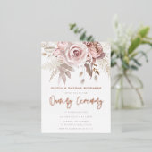 命名式ほこりっぽいバラフローラバラ金ゴールド 箔招待状ポストカード (立ち正面)