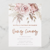 命名式ほこりっぽいバラフローラバラ金ゴールド 箔招待状ポストカード (正面)