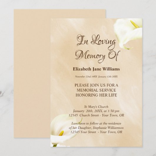 命日お祝い | Lily 招待状 (正面/裏面)