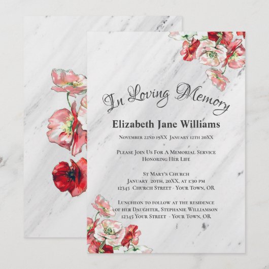 命日お祝い | Poppy 招待状 (正面/裏面)