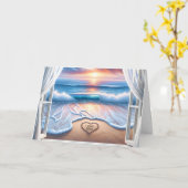 命日のために文字砂にビーチが大好き カード (黄色い花)