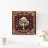 命日の木ヴィンテージ スクエア壁時計 (ホーム)