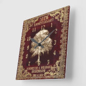 命日の木ヴィンテージ スクエア壁時計 (傾斜)