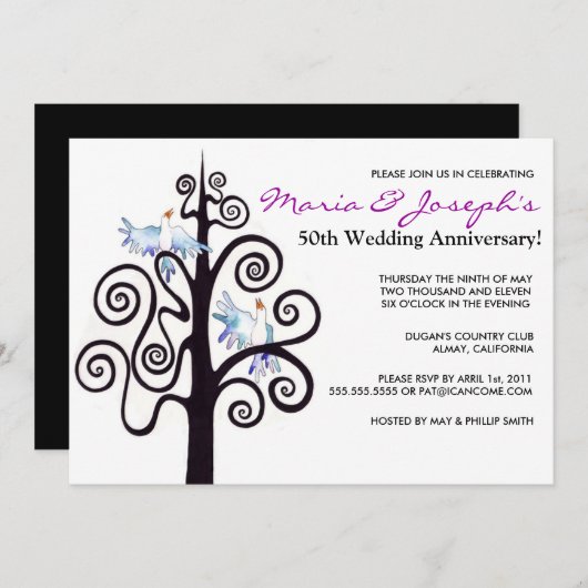 命日の木結婚のパーティの招待状 招待状 (正面/裏面)