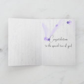 命日の紫色の水彩花束 カード (内部)