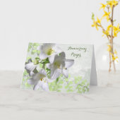 命日 – 白ゆり花と祈りの言葉 カード (黄色い花)