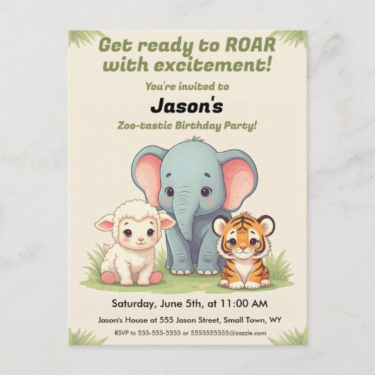 咆哮動物園生日明信片 ポストカード (正面)