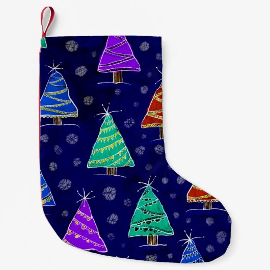 和のスタイルの描クリスマスの森 スモールクリスマスストッキング (正面)