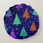 和のスタイルの描クリスマスの森 ラウンドクッション (裏面)