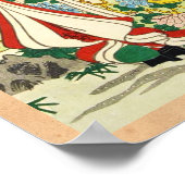 和傘を持つ古典的な浮世絵の芸者 ポスター (角)